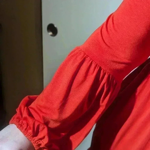 Celkuser Plus Size Long Lantern Sleeves Loose V-Neck Babydoll Dress with Pockets - Picture 6 of 13